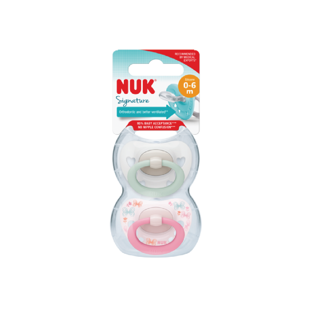 Nuk Silicone Soother S1 Signature Day Pacifiers (0-6 Months) - Assorted Colors (2 pieces)