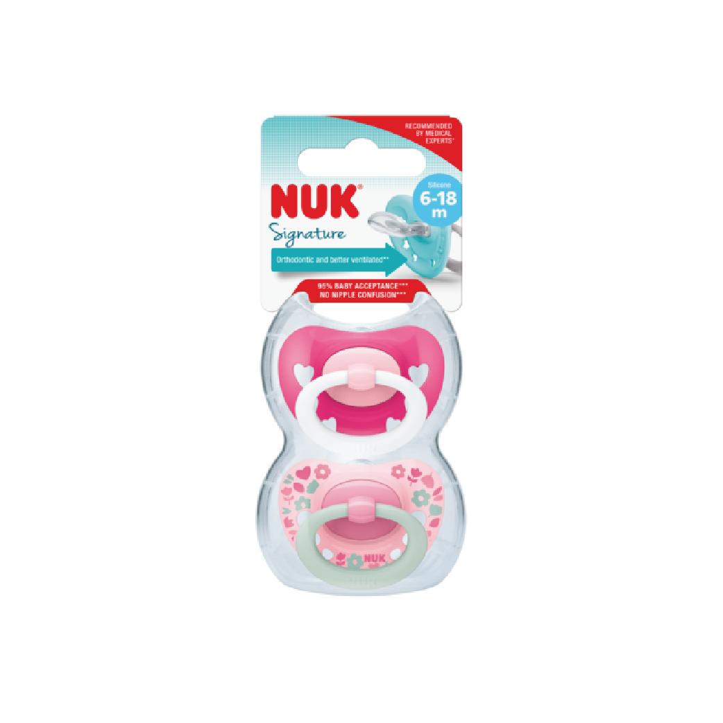 Nuk Silicone Soother S1 Signature Day Pacifiers (0-6 Months) - Assorted Colors (2 pieces)