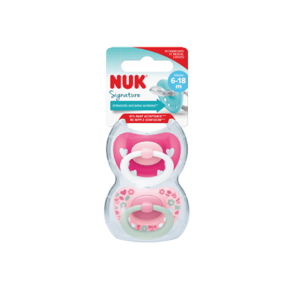 Nuk Silicone Soother S1 Signature Day Pacifiers (0-6 Months) - Assorted Colors (2 pieces)