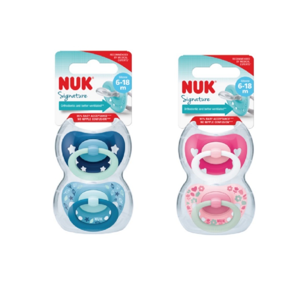 Nuk Silicone Soother S2 Signature Day Pacifiers (6 Months +) - Assorted Colors (2 pieces)