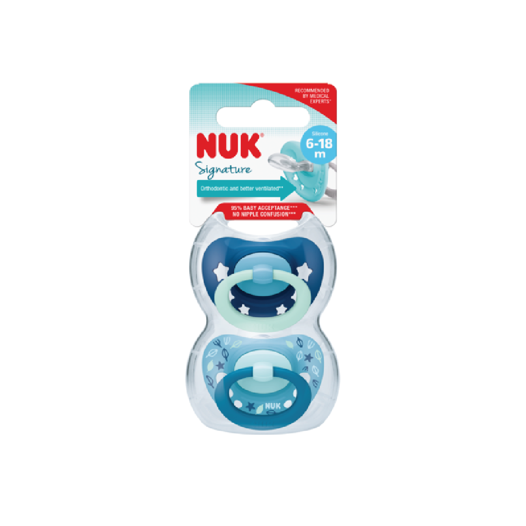 Nuk Silicone Soother S2 Signature Day Pacifiers (6 Months +) - Assorted Colors (2 pieces)