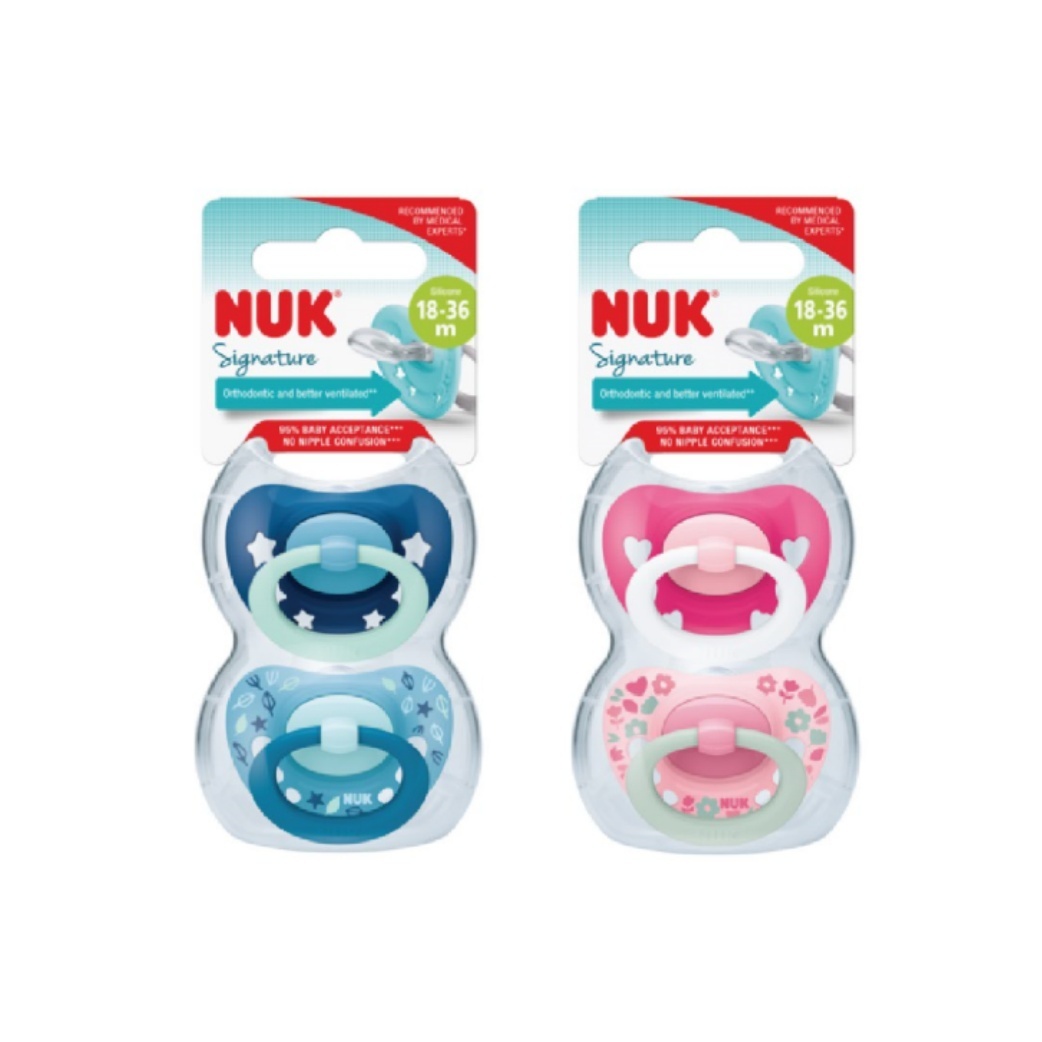 Nuk Silicone Soother S3 Signature Day Pacifier (18 Months +) - Assorted Colors (2 pieces)