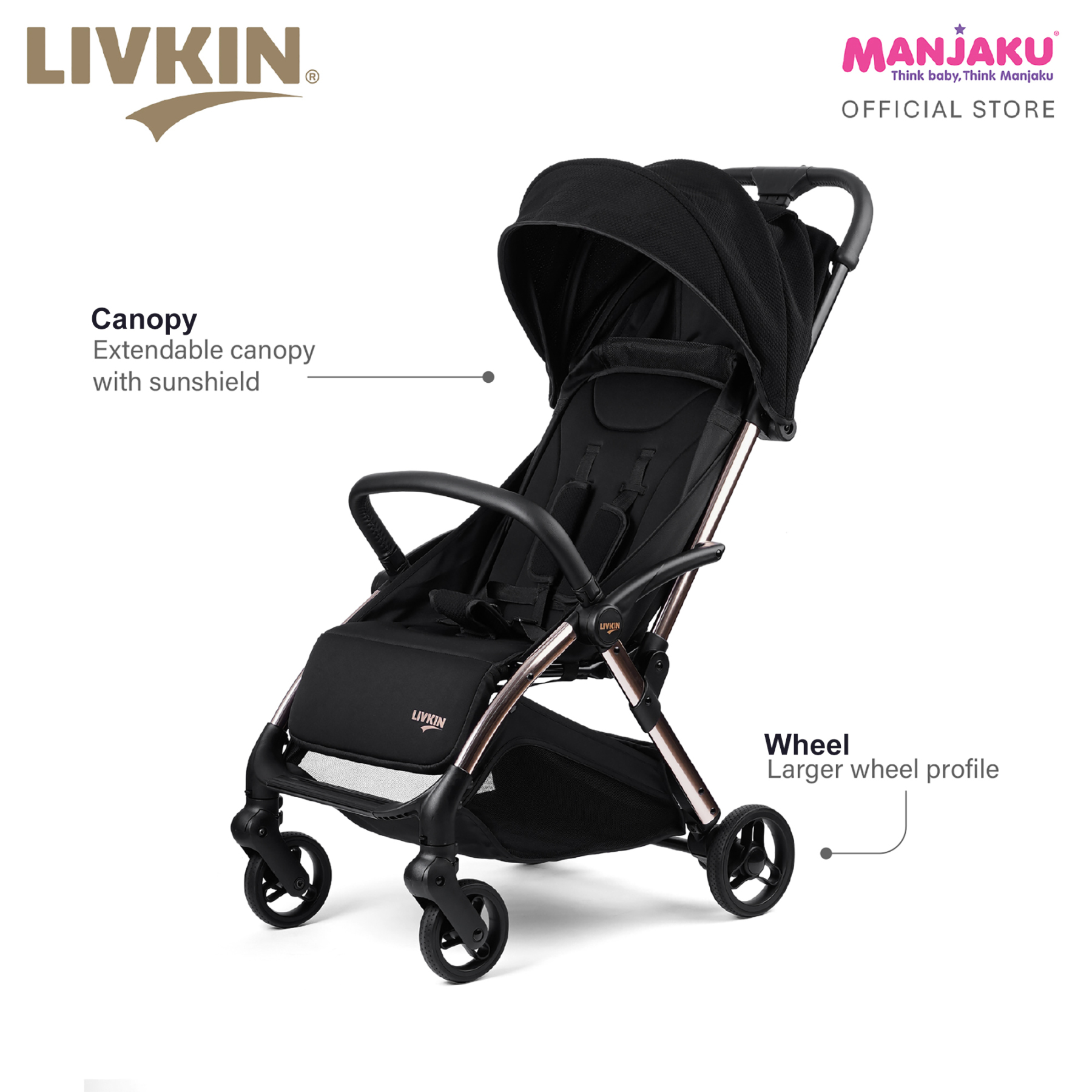 LIVKIN K5 AUTO FOLD LIGHTWEIGHT STROLLER BLACK