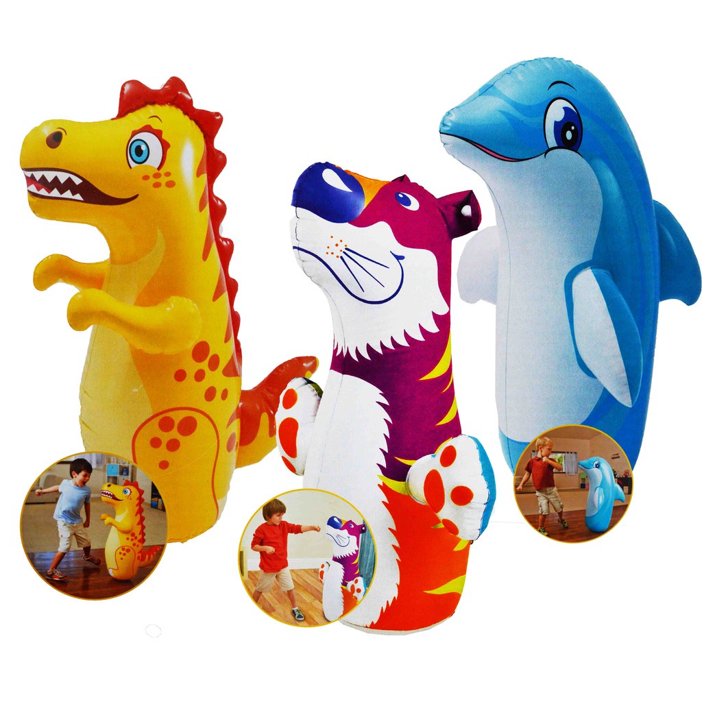 Intex 3D Bop Bag Animal Wrestler Boxing Punching Kids Inflatable Toys - Assorted Design (Model: 44670)