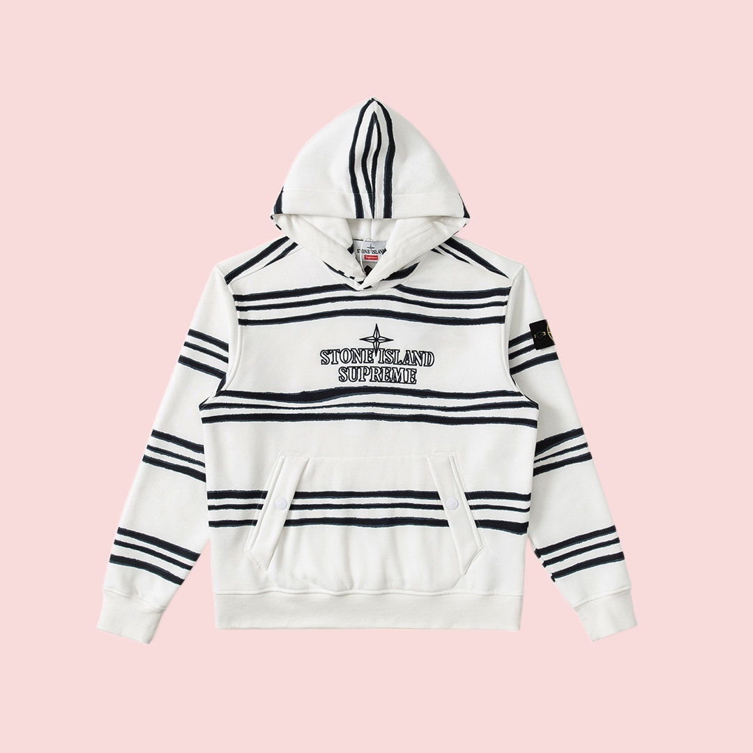 Supreme Stone Island ストーンアイランド 連名 メンズ レディース ツイストストライプ フード付きスウェットシャツ