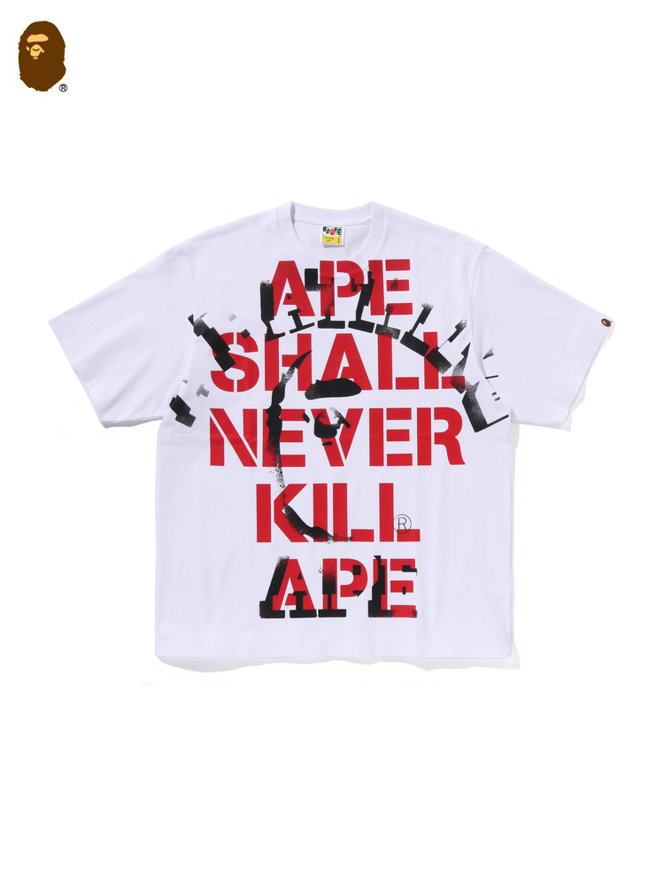 BAPE メンズ 春夏 猿頭文字 積み重ね柄 プリント 半袖 Tシャツ