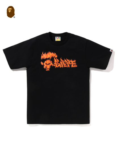 BAPE メンズ 春夏 フレイムエイプレタープリント半袖Tシャツ