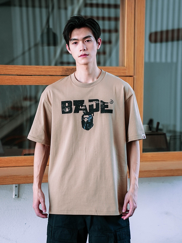 BAPE メンズ 春夏 エイプアーミー レター柄プリント 半袖Tシャツ