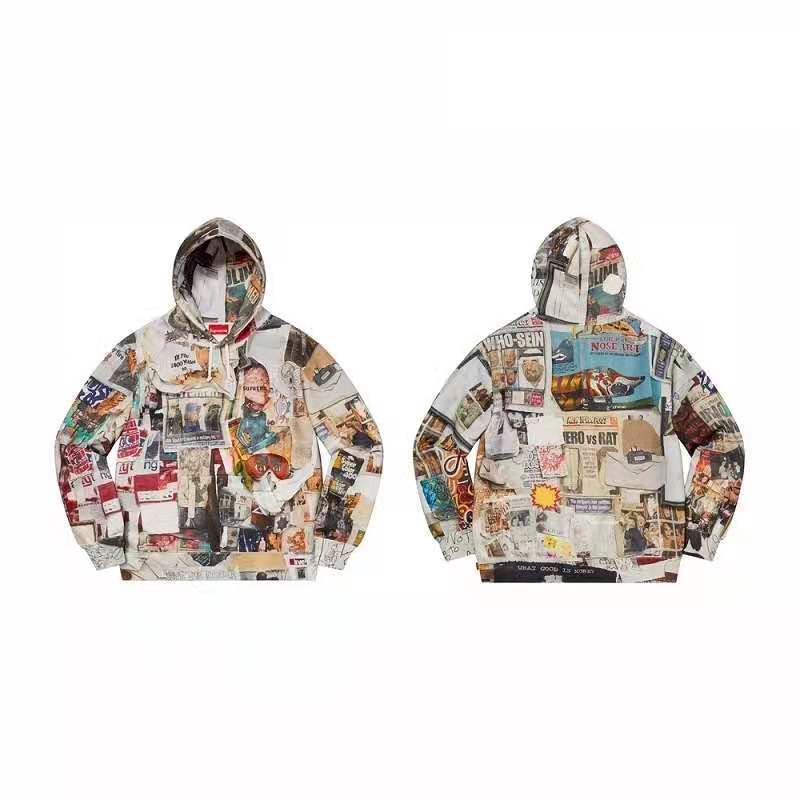 Supreme Dash's Wall Hooded コットン ルーズ パーカー ポスター グラフィティ スウェットシャツ