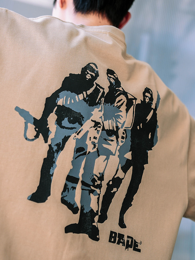 BAPE メンズ 春夏 エイプアーミー レター柄プリント 半袖Tシャツ