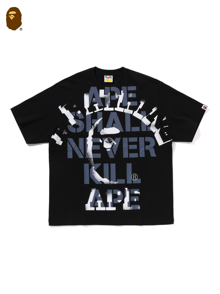 BAPE メンズ 春夏 猿頭文字 積み重ね柄 プリント 半袖 Tシャツ