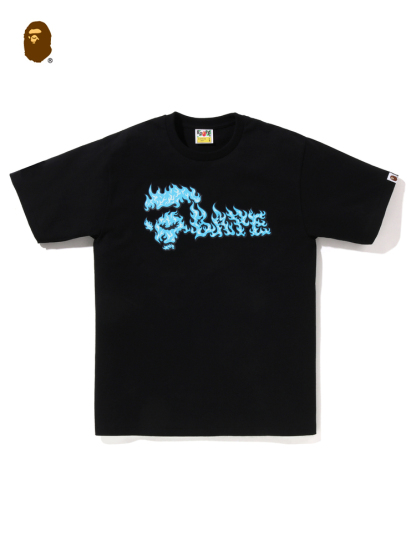 BAPE メンズ 春夏 フレイムエイプレタープリント半袖Tシャツ