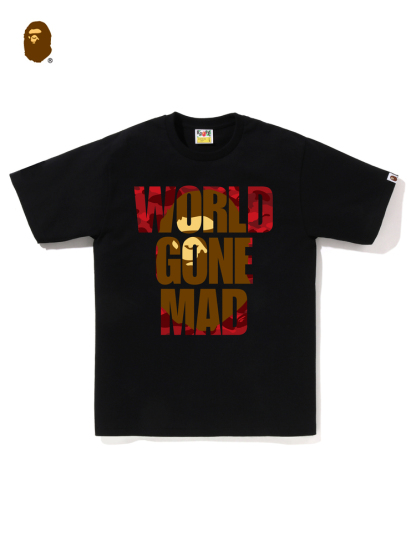 BAPEメンズ24秋冬迷彩文字猿頭プリント半袖Tシャツ