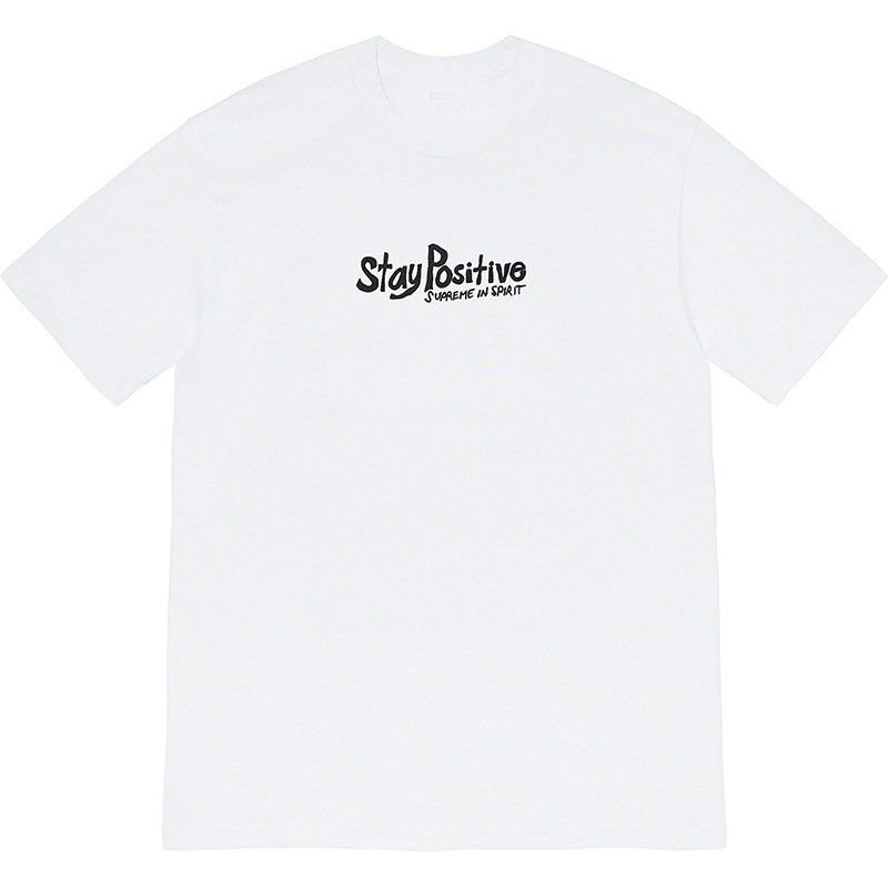 Supreme Week1 Stay Positive Tee Positive English ラウンドネック 半袖 Tシャツ ユニセックス