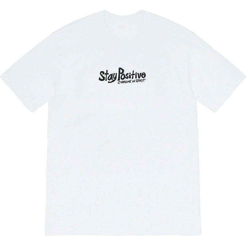 Supreme Week1 Stay Positive Tee Positive English ラウンドネック 半袖 Tシャツ ユニセック