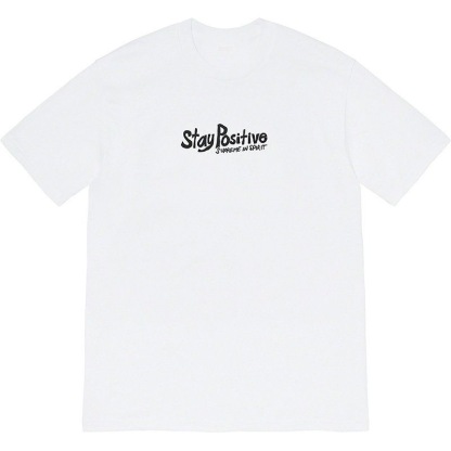 Supreme Week1 Stay Positive Tee Positive English ラウンドネック 半袖 Tシャツ ユニセックス