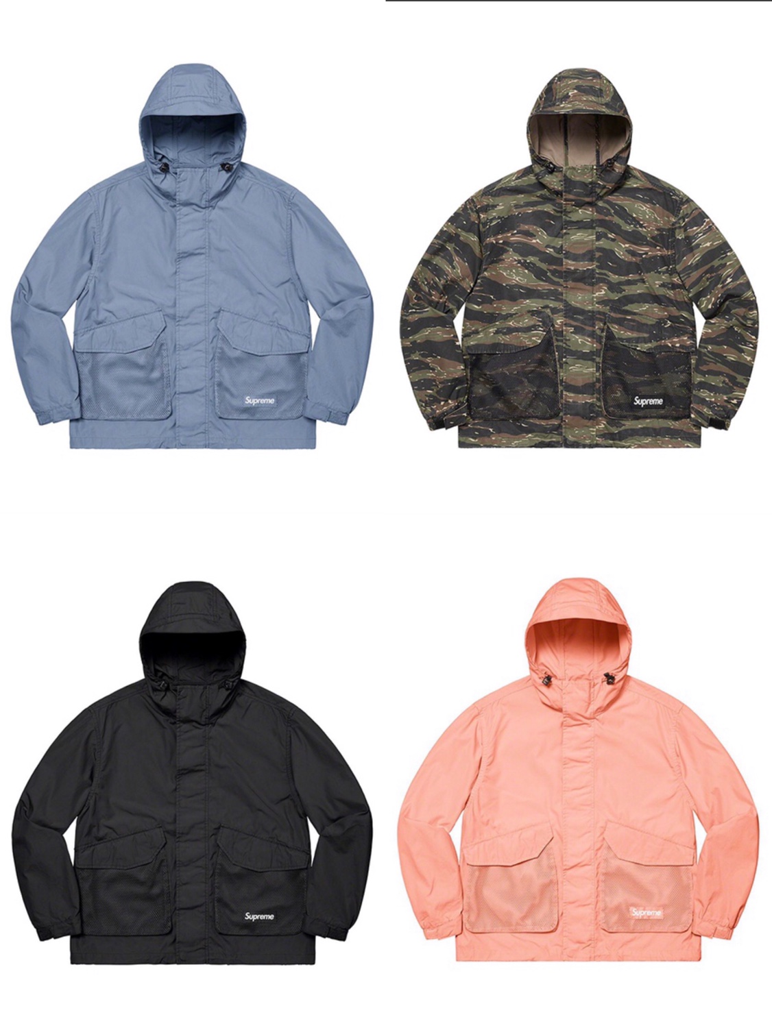 SUPREME メッシュ ポケット カーゴ ウォータープルーフ フェイク ウィンド ジャケット