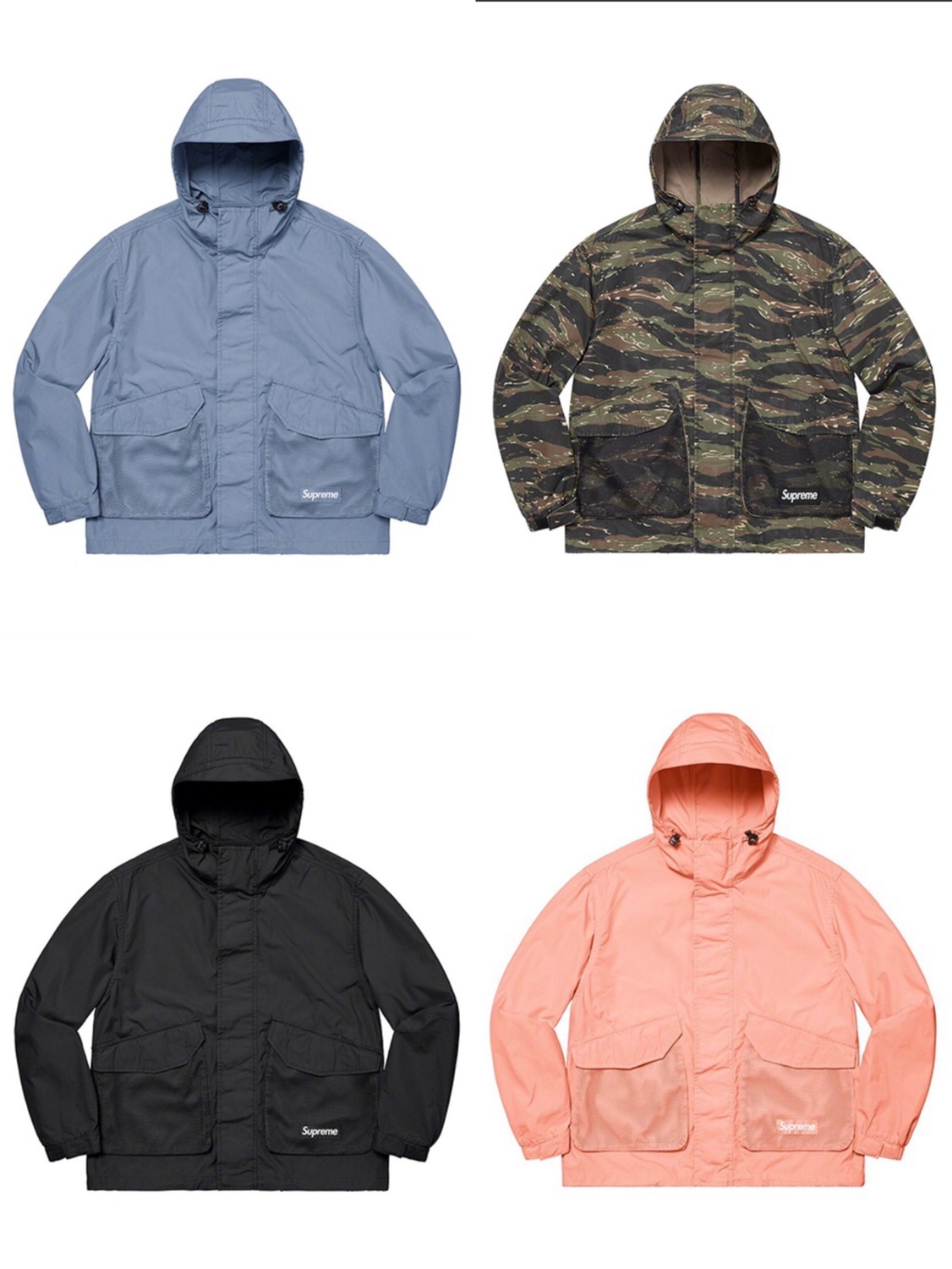 SUPREME メッシュ ポケット カーゴ ウォータープルーフ フェイク ウィンド ジャケット