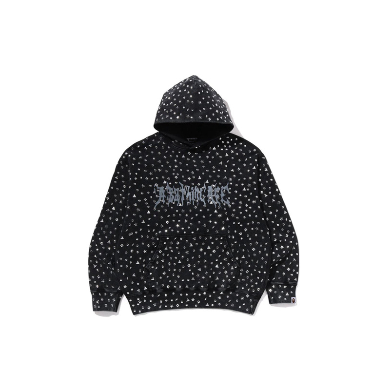 BAPE スタッズロゴ リラックス エイプマン パーカー スウェットシャツ メンズ