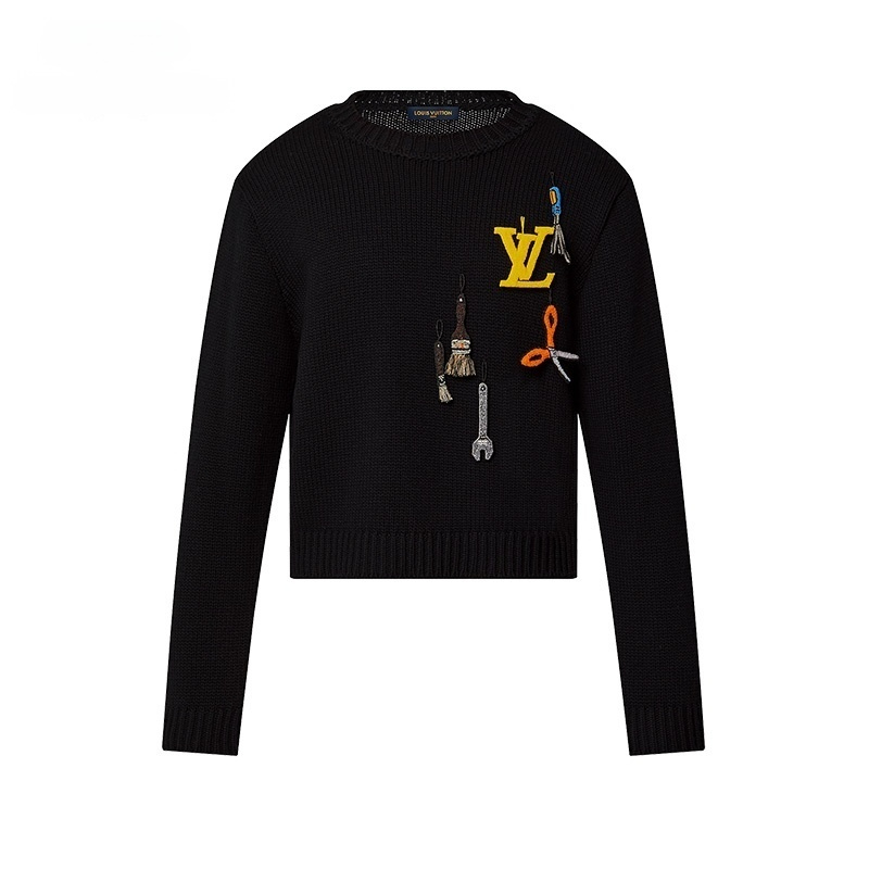 LV ルイヴィトン 新作 メンズ LV ツールパターン 刺繍 クルーネック シャツ