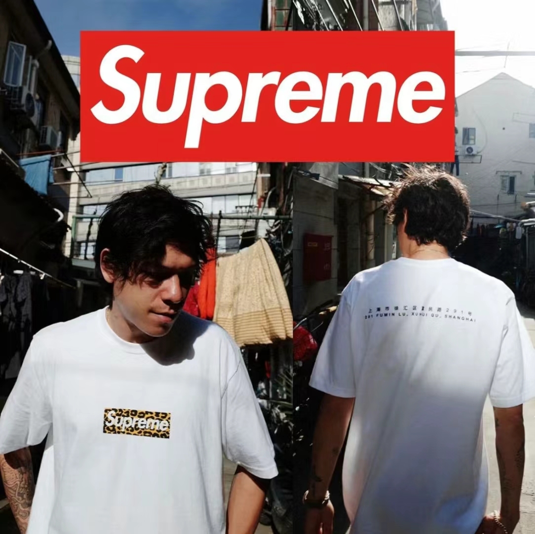 Supreme SHANGHAI BOX LOGO TEE 上海オープニング ヒョウ柄 半袖Tシャツ 男女兼用