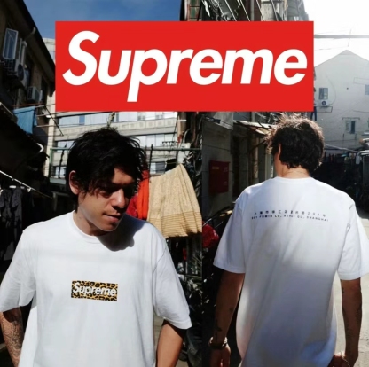 Supreme SHANGHAI BOX LOGO TEE 上海オープニング ヒョウ柄 半袖Tシャツ 男女兼用
