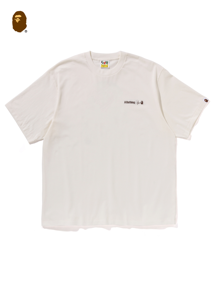 BAPEメンズ24秋冬猿頭文字コントラストカラー水染めプリント柄半袖Tシャツ