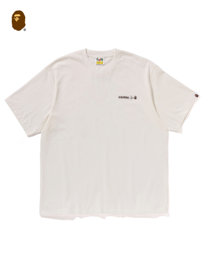 BAPEメンズ24秋冬猿頭文字コントラストカラー水染めプリント柄半袖Tシャツ