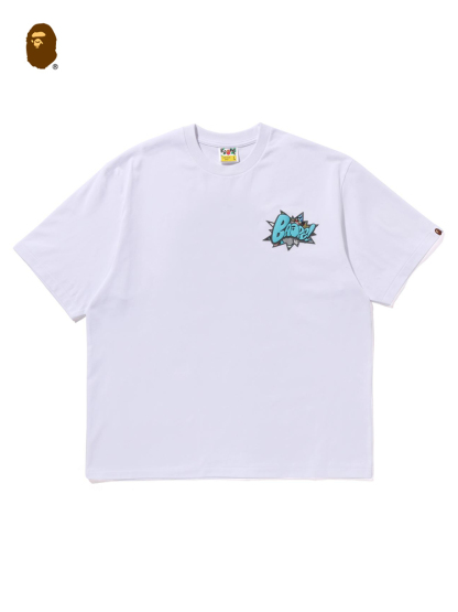 BAPE メンズ 春夏 猿文字 グラフィティプリント 無地 半袖 Tシャツ
