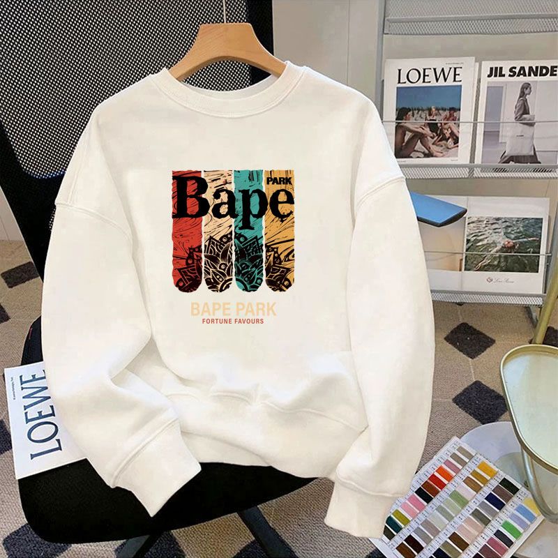 BAPE BEEN 長袖Tシャツ メンズ プリント ゆったり 新作 ラウンドネック スウェットシャツ メンズ 春秋 ボトムス シャツ トップス