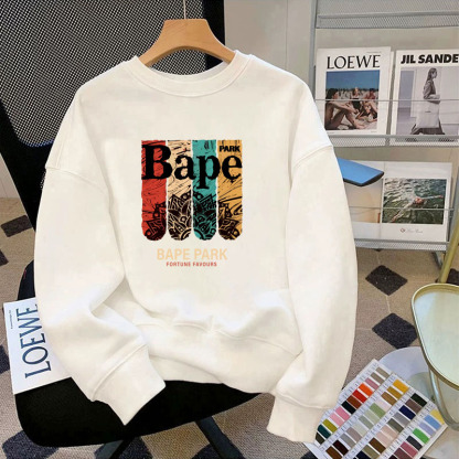 BAPE BEEN 長袖Tシャツ メンズ プリント ゆったり 新作 ラウンドネック スウェットシャツ メンズ 春秋 ボトムス シャツ トップス