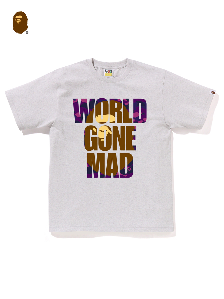 BAPEメンズ24秋冬迷彩文字猿頭プリント半袖Tシャツ