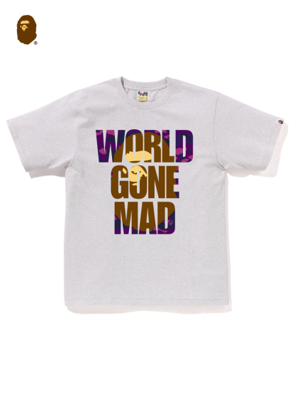 BAPEメンズ24秋冬迷彩文字猿頭プリント半袖Tシャツ