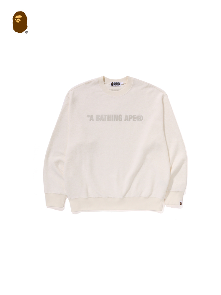 BAPE メンズ 2024 秋冬 同色文字刺繍 プラッシュ ラウンドネック スウェットシャツ
