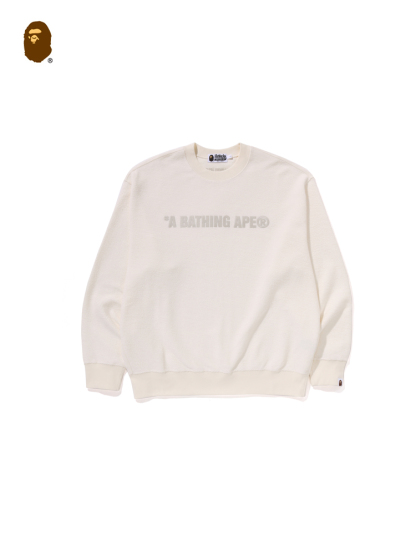 BAPE メンズ 2024 秋冬 同色文字刺繍 プラッシュ ラウンドネック スウェットシャツ