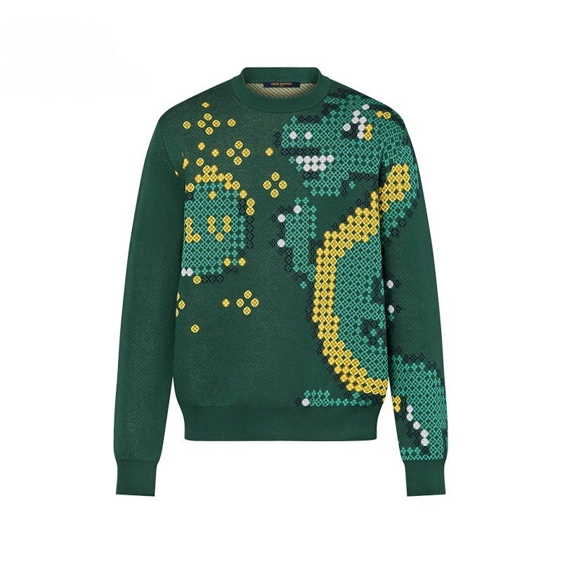 LV/ルイ・ヴィトン メンズ ドラゴンイヤー 限定版 ピクセルドラゴン ジャカード コットン セーター