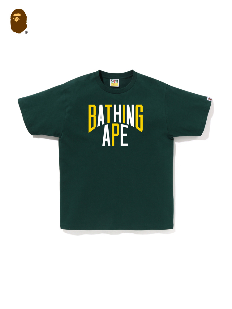 BAPE メンズ 春夏 コントラスト レタープリント 無地 マルチカラー 半袖 Tシャツ