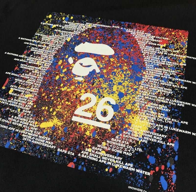 BAPE 限定カラータイダイ エイプヘッド Tシャツ メンズ ラウンドネック 半袖