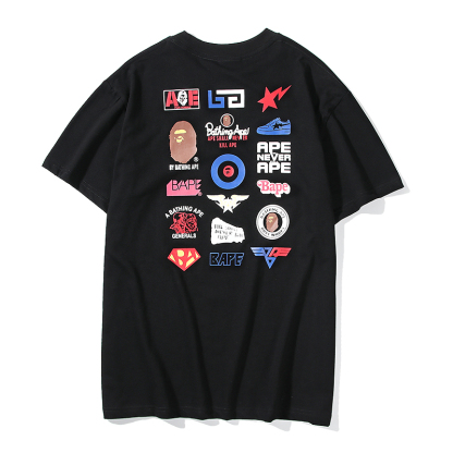トレンドブランド Bape バックバッジ 半袖 メンズ サメ クラシック パターン コレクション ロゴ レター Tシャツ カップル スタイル