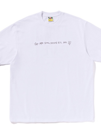 BAPE 落書き小文字エイプヘッドルーズカジュアルアート半袖Tシャツ