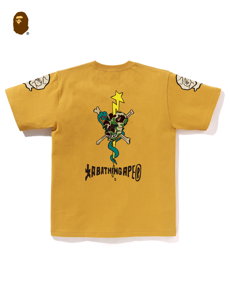 BAPE メンズ 秋冬記念 蛇柄 迷彩 スカルプリント 半袖 Tシャツ
