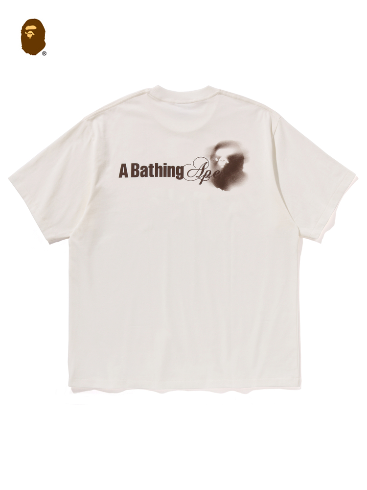 BAPEメンズ24秋冬猿頭文字コントラストカラー水染めプリント柄半袖Tシャツ