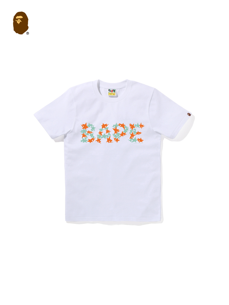 BAPE レディース 春夏 コントラストスターレタープリント柄 半袖Tシャツ
