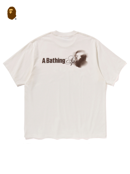 BAPEメンズ24秋冬猿頭文字コントラストカラー水染めプリント柄半袖Tシャツ