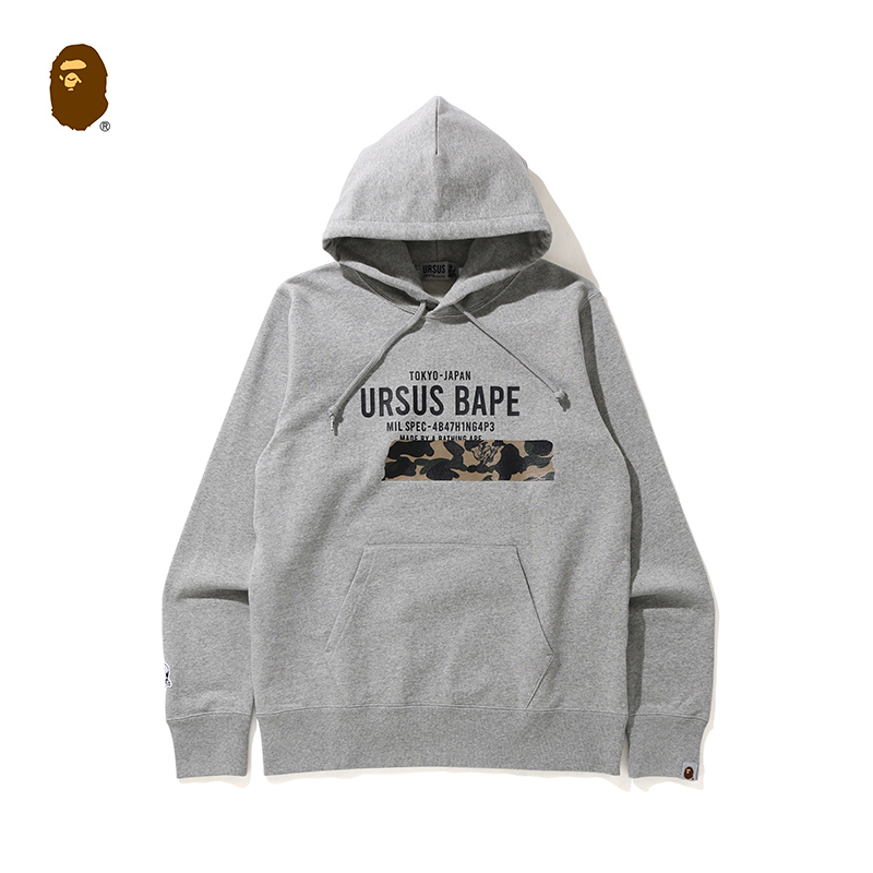 BAPE メンズ 春夏 エイプアーミー刺繍 レタープリント 迷彩柄 フード付きスウェットシャツ