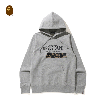 BAPE メンズ 春夏 エイプアーミー刺繍 レタープリント 迷彩柄 フード付きスウェットシャツ