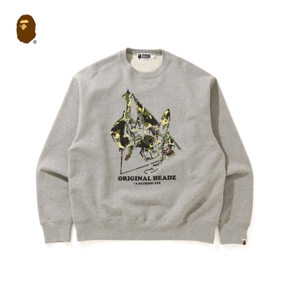 BAPE X MO'WAX 連名迷彩柄レタープリント無地クルーネックスウェットシャツ