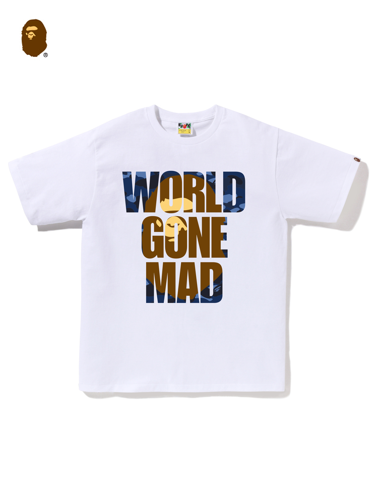 BAPEメンズ24秋冬迷彩文字猿頭プリント半袖Tシャツ