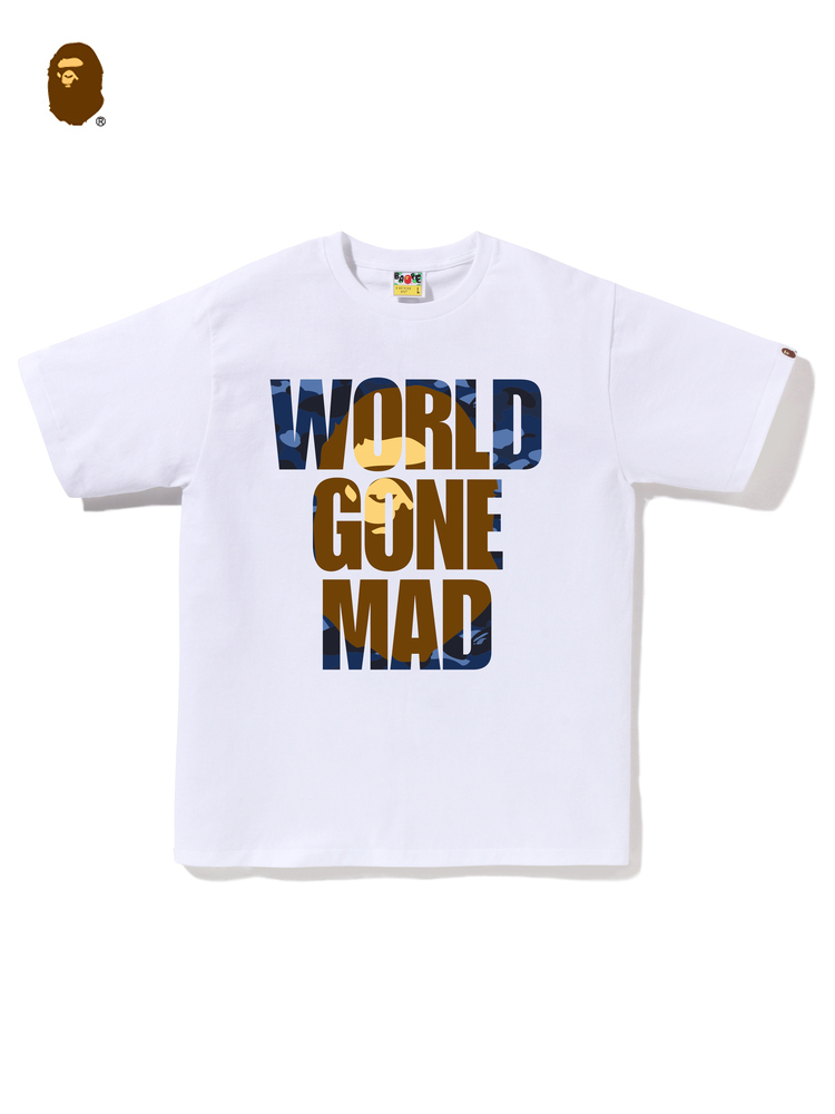 BAPEメンズ24秋冬迷彩文字猿頭プリント半袖Tシャツ