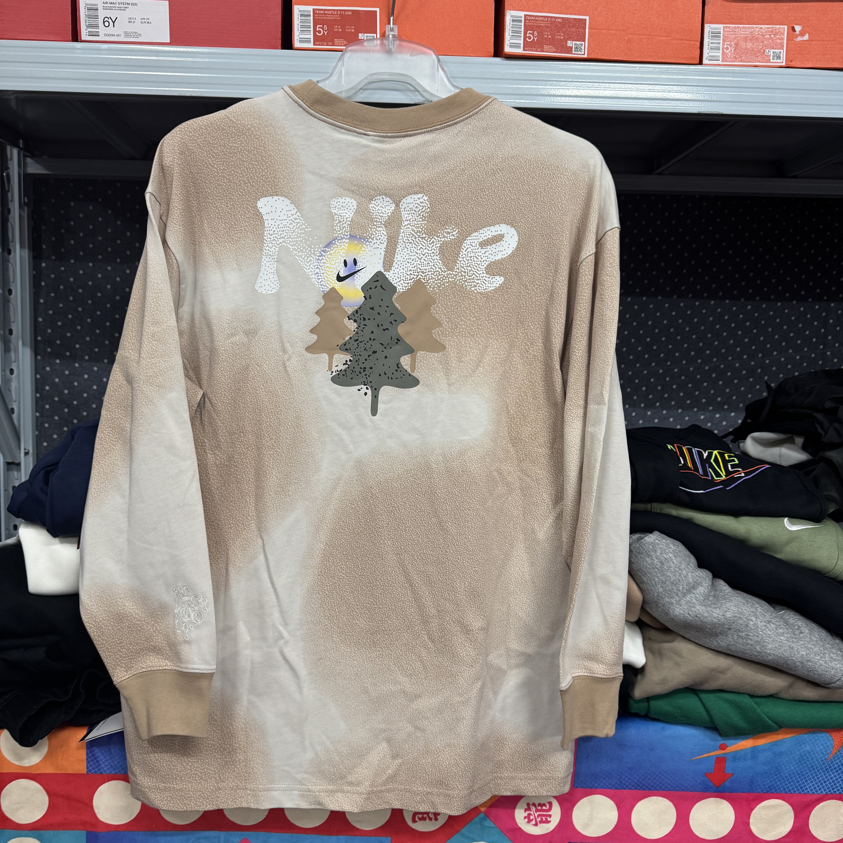 Nike/Nike レディース 新作 ゆったりフィット スマッジプリント ラウンドネック 長袖 T シャツ